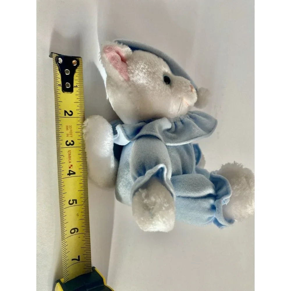 Russ White Cat W/ Blue Pajamas And Eyes‎ 5” Siting Plush Stuffed Animal Kitty